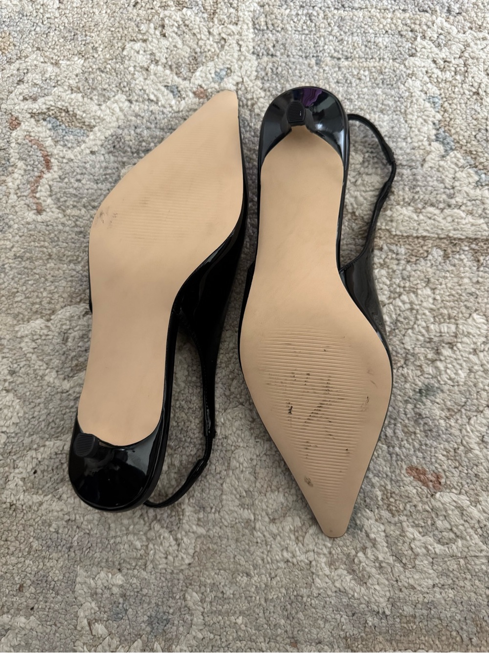 Steve Madden Kari Black Patent Pointed Toe Slingback Kitten Heel - Picture 4 of 5